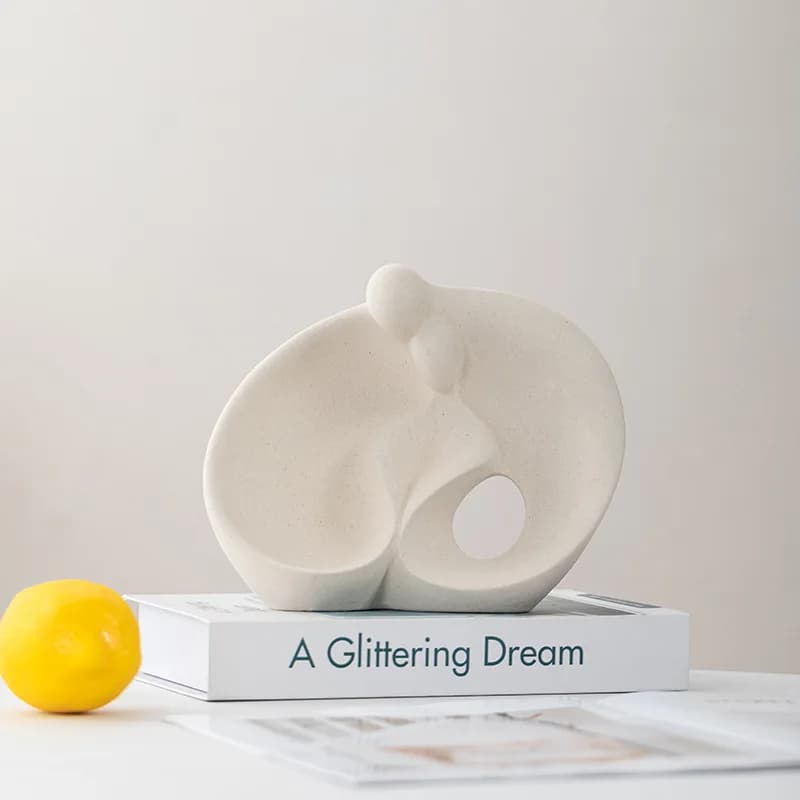 Creative Couple Sculpture Couple Abstract Bookshelf Ornament, Living Room Study Bedroom Ceramic Statue, Home Decoration