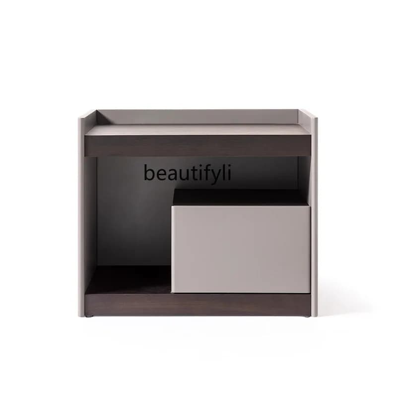 Italian Style Smoked Color Bedside Table Modern Minimalist Bedroom Painted Bedside Cabinet Storage Cabinet