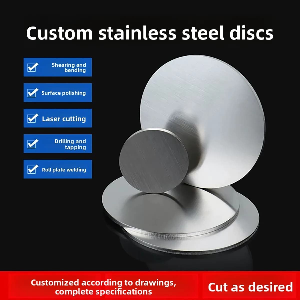 Solid 304 Stainless Steel Round Disc Thin Circular Shim, 201 Stainless Steel Round Plate, Punching & Custom Machining Available