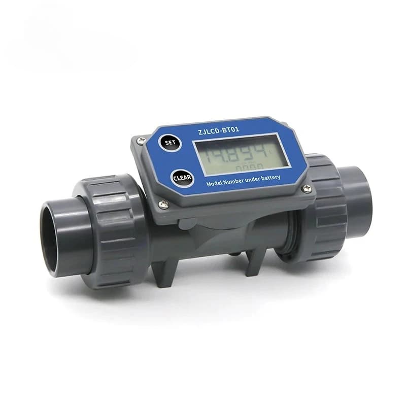 DN25-80 Turbine Flow Meter Electronic LCD Digital Display Flowmeter ZJLCD-BT01 PVC Pipe Liquid Water For Farm/Garden Irrigation