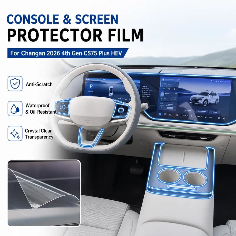 For Changan 2026 4th Gen CS75 Plus HEV Center Console Screen Film Interior Gear Shift Protective Sticker Trim
