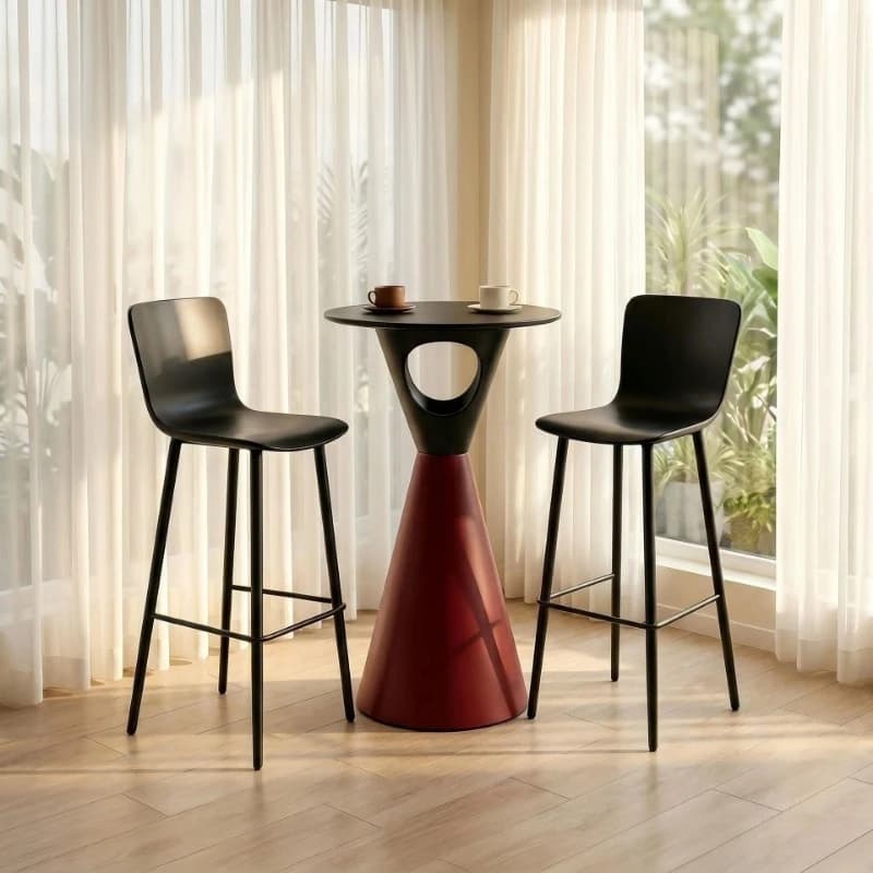 Modern simple household high-footed round carbon steel table and chair combination outdoor table and chair