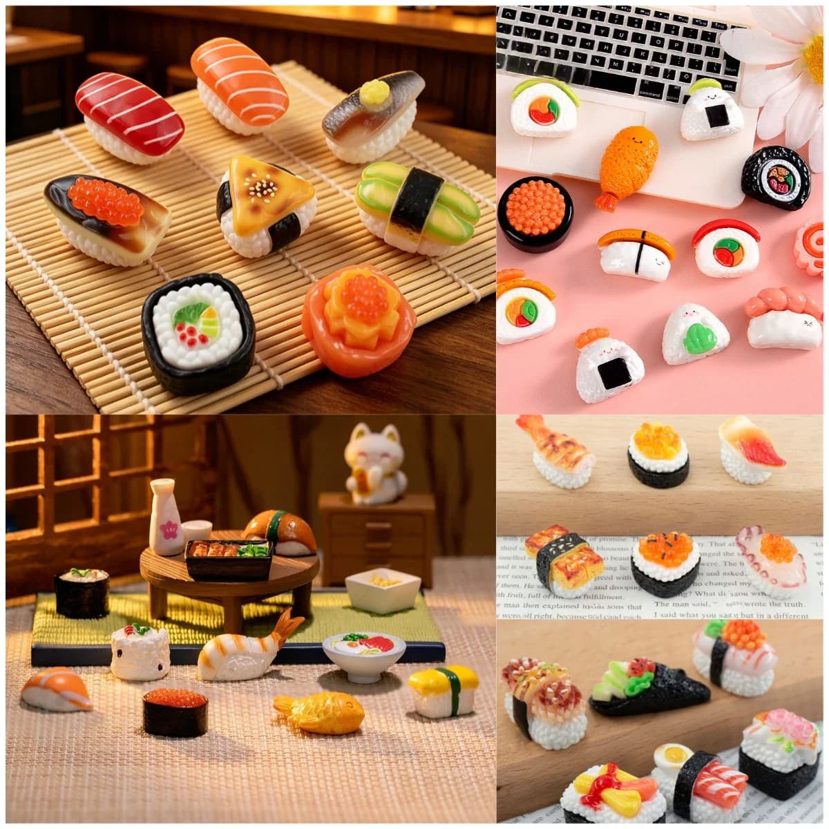 100pcs Wholesale Simulated Sushi Series Resin DIY Accessories for Hairpins Pendants Desktop Ornaments Kawaii Dollhouse Decor