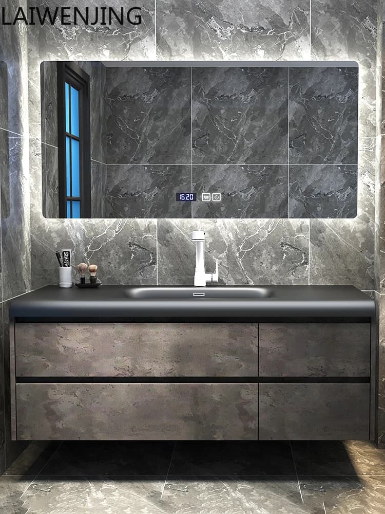 HLZ Italian Minimalist Washbasin Bathroom Cabinet Set Bathroom Sink Washstand Wall Cabinet