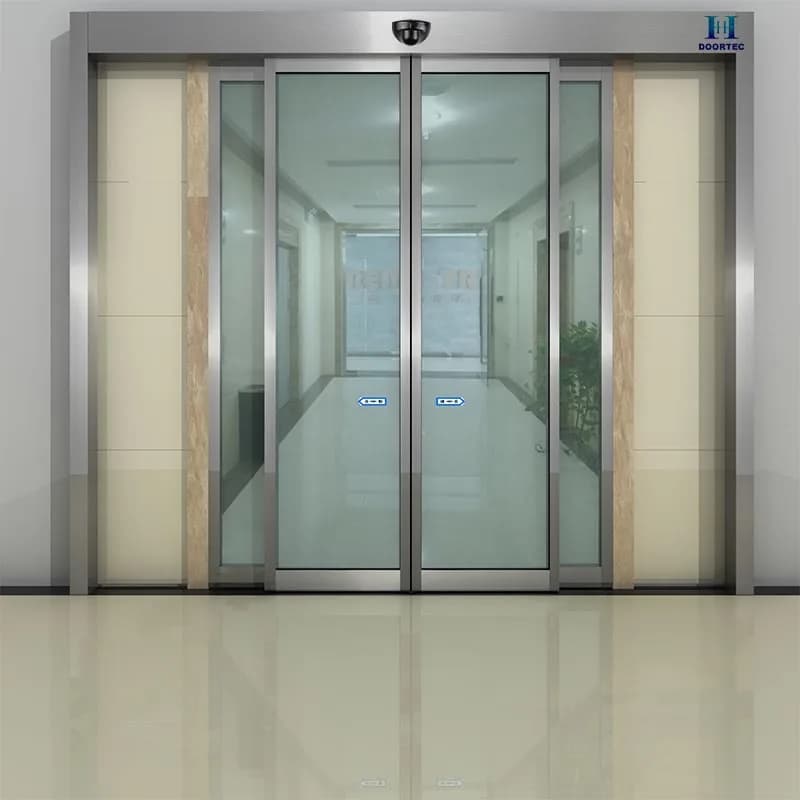 Doortec HH115 Commercial Interior Automatic Glass Sliding Door for Hotel Use Modern Design 24V 55W Brushless DC Motor