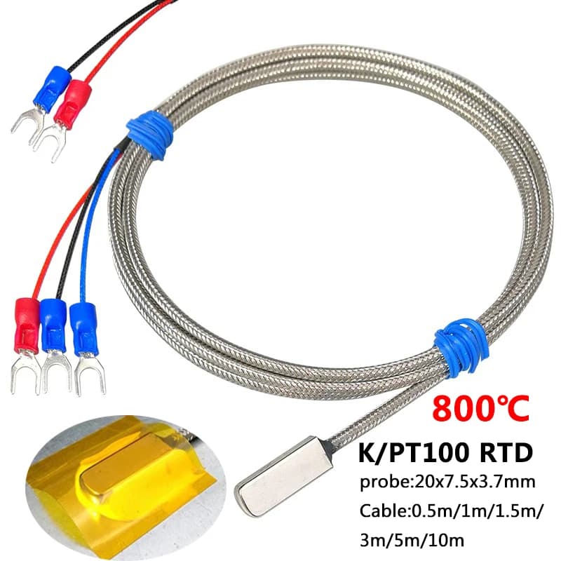 Stainless Steel PT100 K Pasted Type Surface Measurement Patch Temperature Sensor 1-20m Shielded Cable 3 Wire Thermal Resistance
