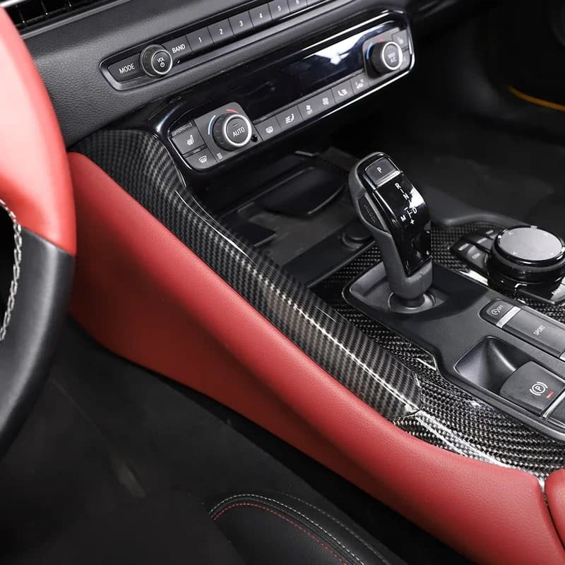 For Toyota GR Supra A90 MK5 2019-26 ABS Carbon Fiber Car Central Console Gear Shift Side Panel Trim Cover Interior Accessories