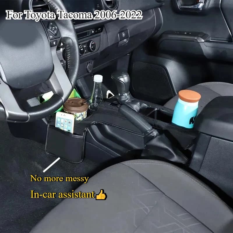 For Toyota Tacoma 2006-2022 High-solid Sheepskin Leather Black Car Center Console Protective Cover Trim Interior Car Accessories