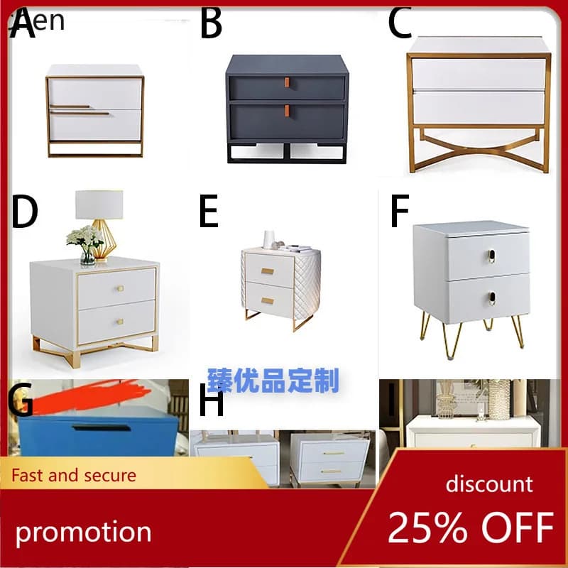 HT Simple Modern Rock Slab Bedside Table Small Bedroom No-Installation Internet Celebrity High-End  Bedside Storage Cabinet