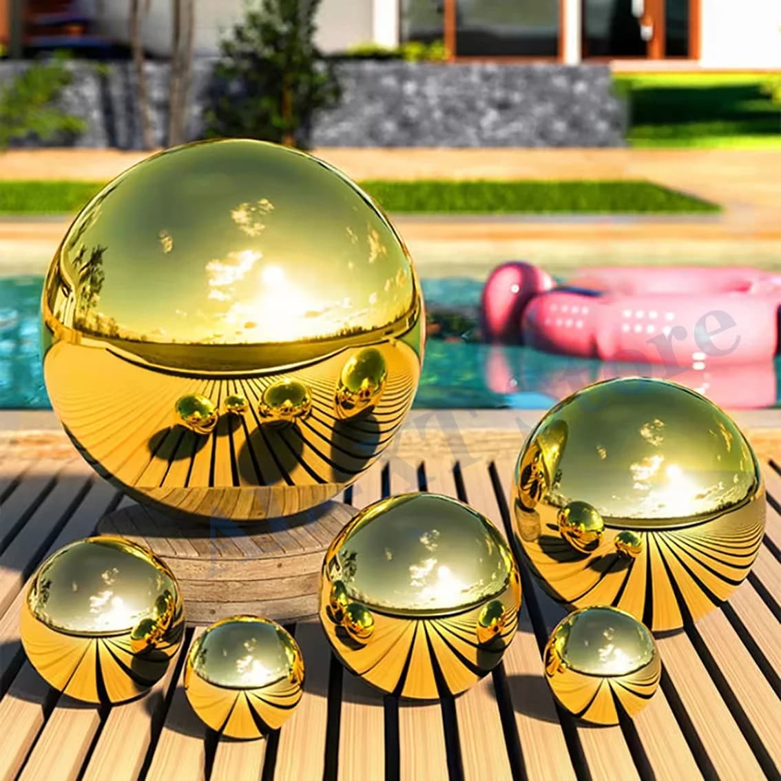 304 Stainless Steel Mirror Sphere Titanium Gold Hollow Ball Seamless Home&Garden Festivals Decor Mirror Balls Sphere 19mm-300mm