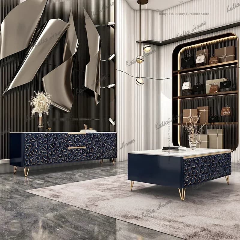 ld Italian Luxury Rock Plate Coffee Tables Living Room Solid Wood Modern Simple Coffee Tables Metal Home Furniture