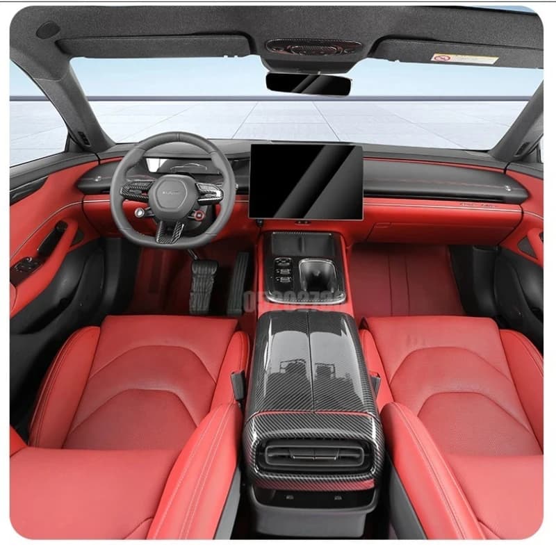 Fit for Xiaomi SU7 2024 2025 2026 ABS Carbon Fiber Look Protection Cover Creative Sticker Center Control Cup Panel Side Strip