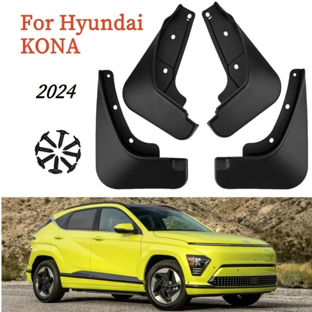 Guardabarros para Hyundai KONA 2024, guardabarros híbridos, protectores contra salpicaduras, ruedas delanteras y traseras, acces