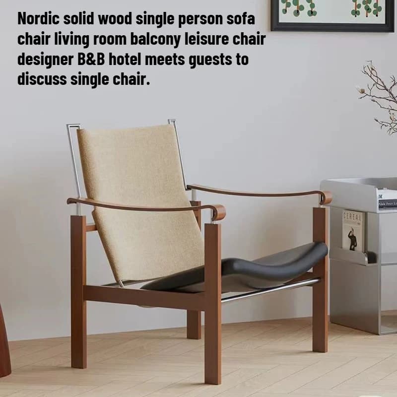 Single Lazy Chair Nordic Comfy Arm Reading Solid Wood Chair Sofa Dining Poltrona Para Sala Bedroom Furniture For Adult