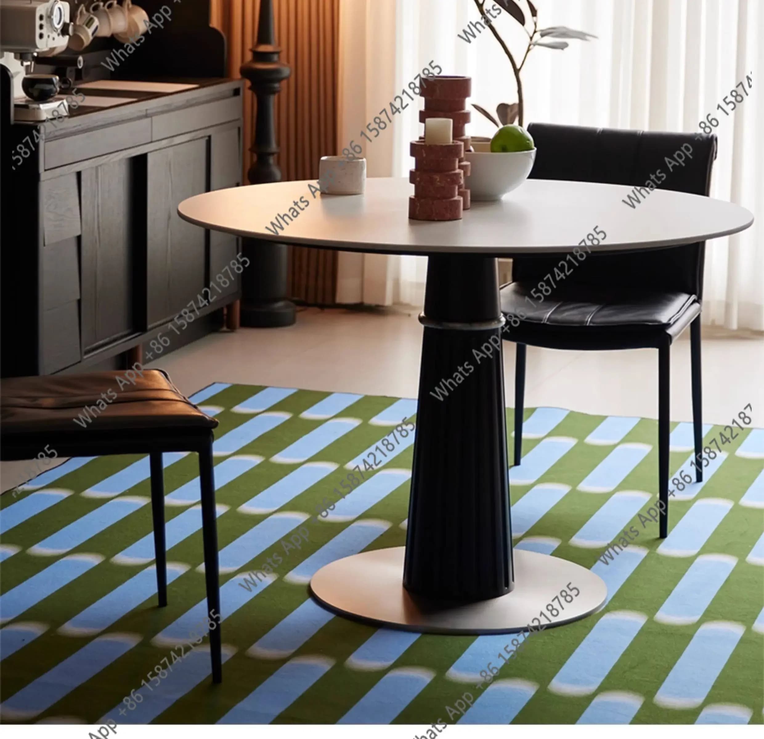 Xx Modern Light Luxury Solid Wood Rock Slab Dining Table Living Room, Household Small Apartment Dining Room, Large Round