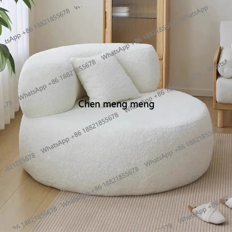 Wide Round White Lambswool Single Lounge Sofa Chair Home Soft Living Room Couches Modern Comfort One People Couch Sofa Furniture