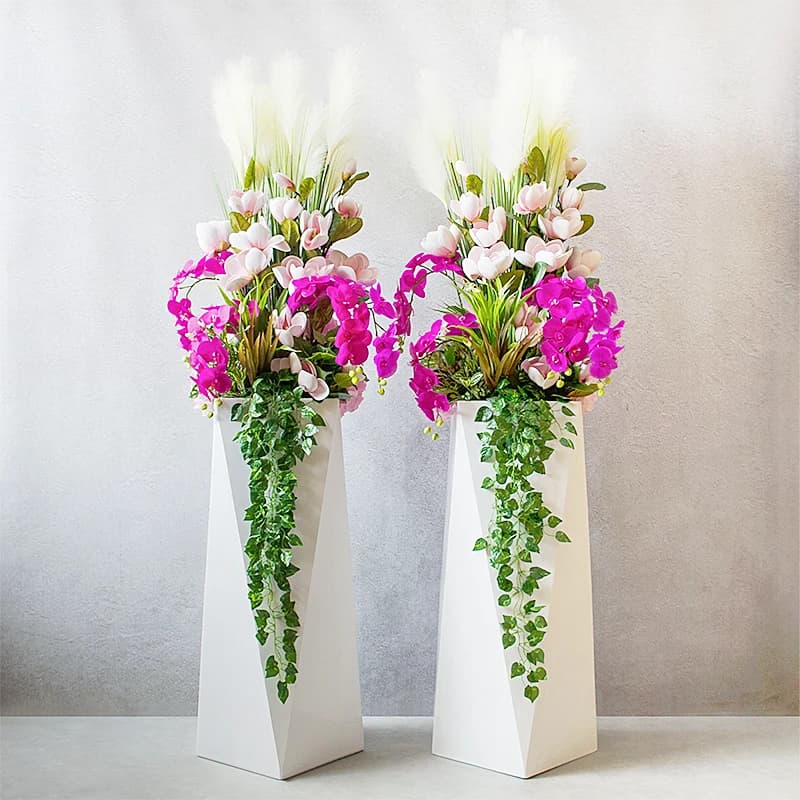 LMM floor-to-ceiling large vase flower arrangement geometric rhombus flower device simple soft decoration