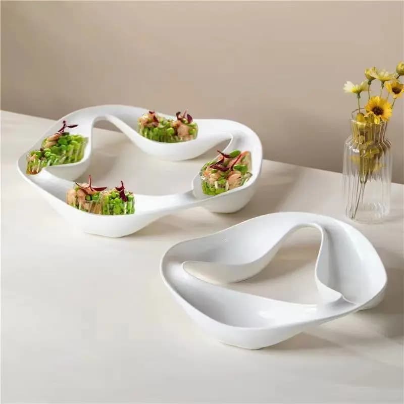 Creative Irregular Ceramic Plate for Restaurant Cold Dish and Salad Appetizer Commercial Use Unique Design