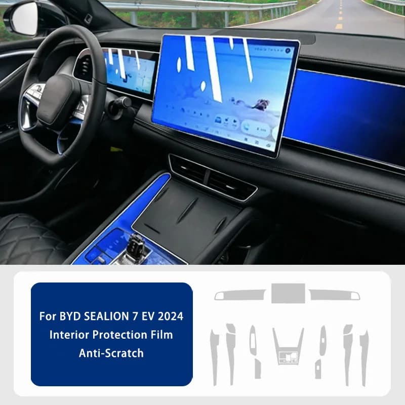 PPF Protection Film for BYD SEALION 7 EV 2024 Central Control Navigation TPU Anti Scratch Car Interior Protection Film Stickers