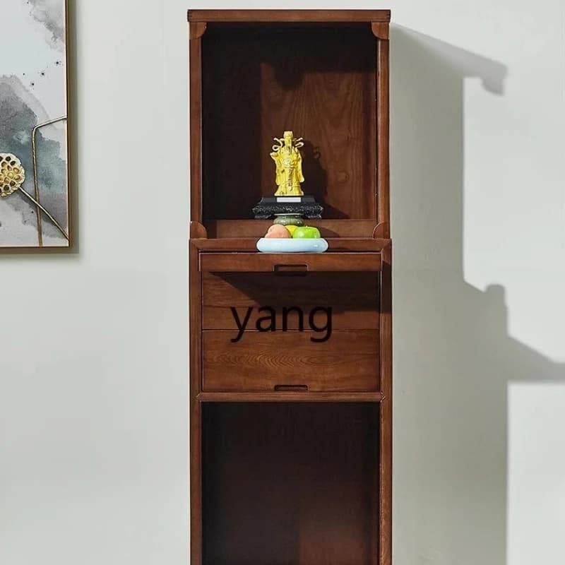 LHH   New Chinese Style Solid Wood Altar Shrine Three-Layer Shrine Land Landlord Buddha Cabinet Household