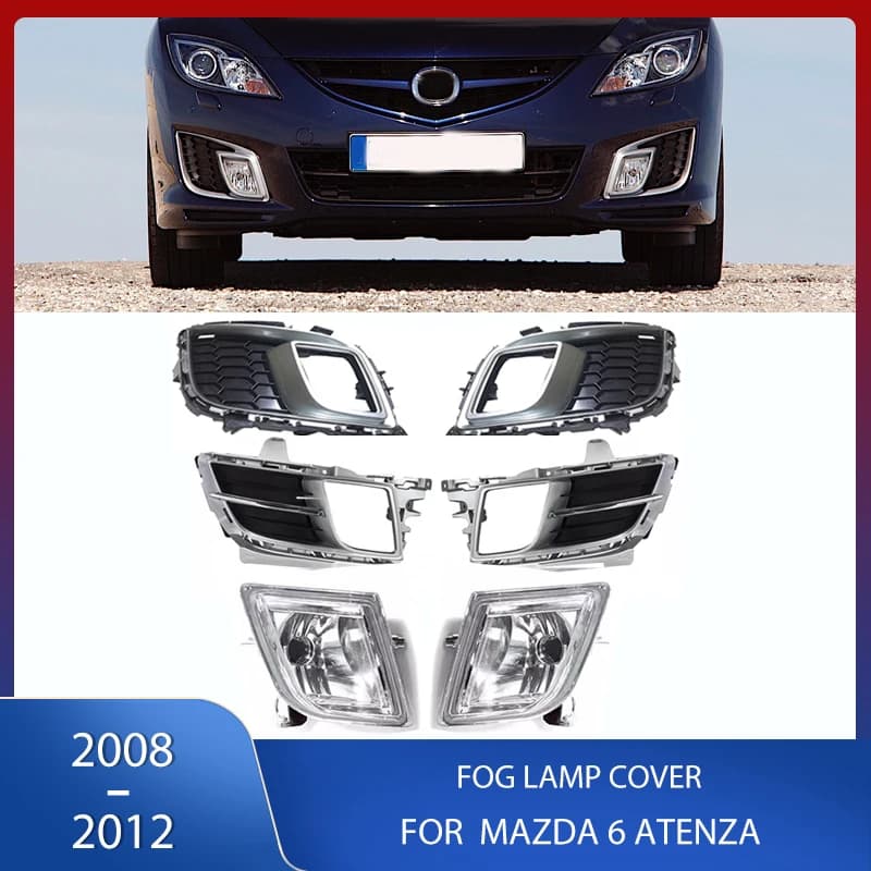 Front Bumper Fog Light No Bulb Lamp Cover With Chrome Grille Grill Frame For Mazda 6 Atenza 2008-2012 GV7D-51-680 GV7D-51-690
