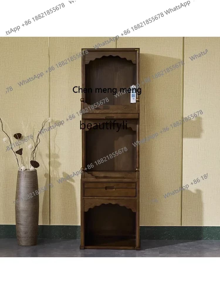 scn8617 Three-Layer Buddha Niche Solid Wood Altar Cabinet Home New Chinese Style Clothes Closet Worship Table
