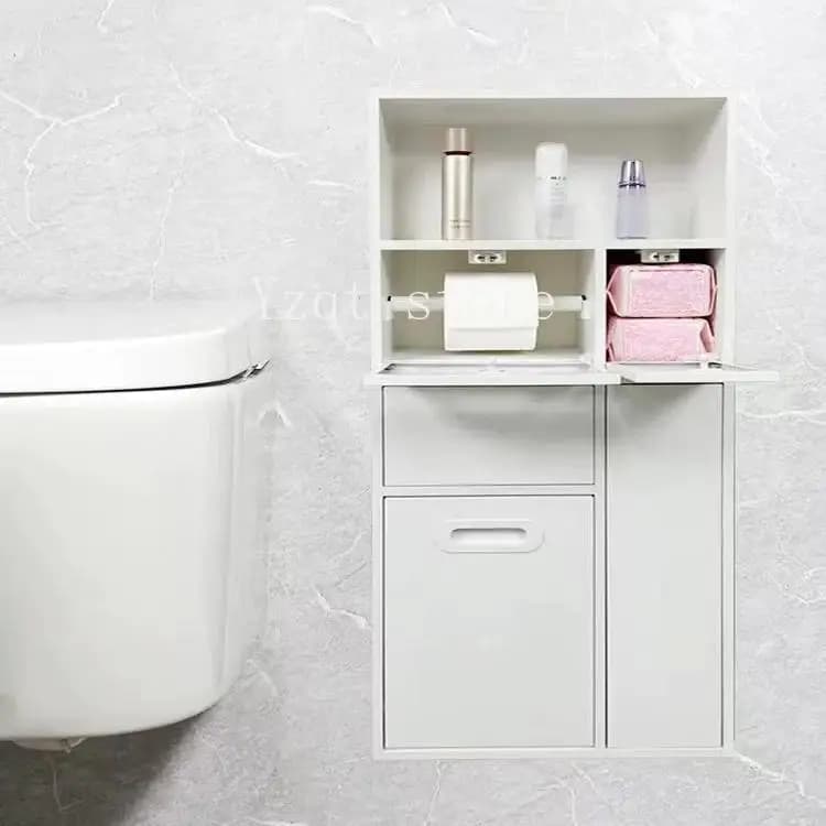 Toilet niche Rusty steel  Built-in bathroom Built-in trash can  storage Niches next to toilet