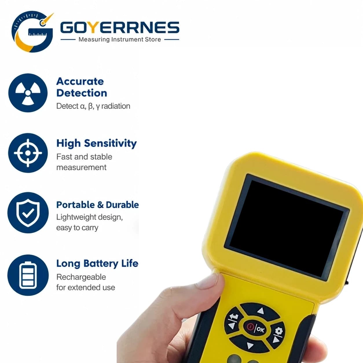 886A Nuclear Radiation Detector Geiger Counter Dosimeter 0-10000uSv/h for Home Outdoor Industrial Lab Safety Monitor Use