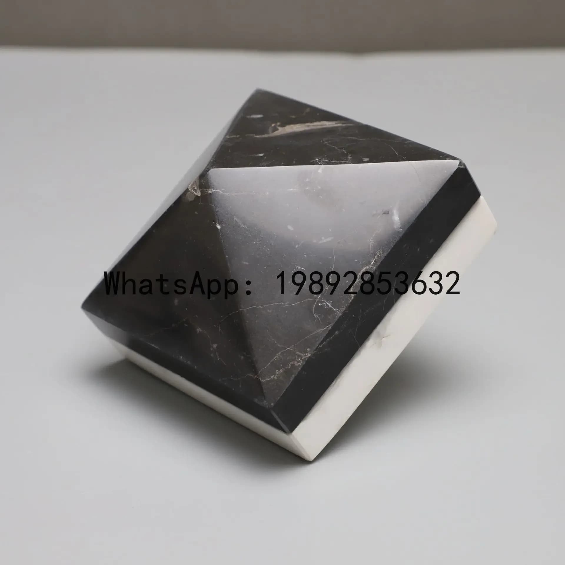 A21Geometric Marble Sculpture Black and White Marble Splicing Geometric Block Semicircle Decorative Figurines Home Decoration