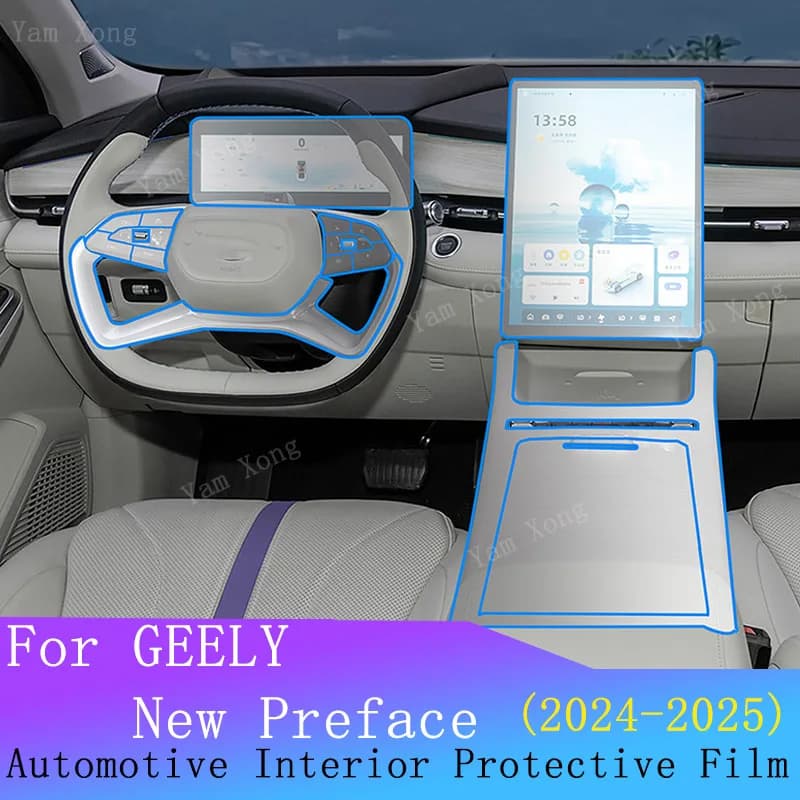 For GEELY New Preface GL GF Full set interior Gear Panel TPU Transparent Protection Sticker Navigation screen Anti-scratch Film