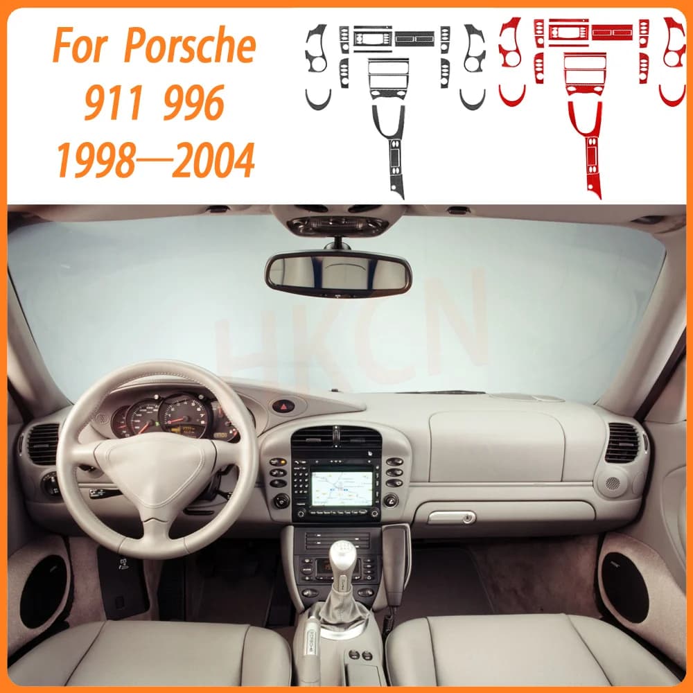 Car Accessories Carbon Fiber Dashboard Air Vent Console Ashtray Panel Cover Trim Interior Sticker For Porsche 911 996 1998—2004