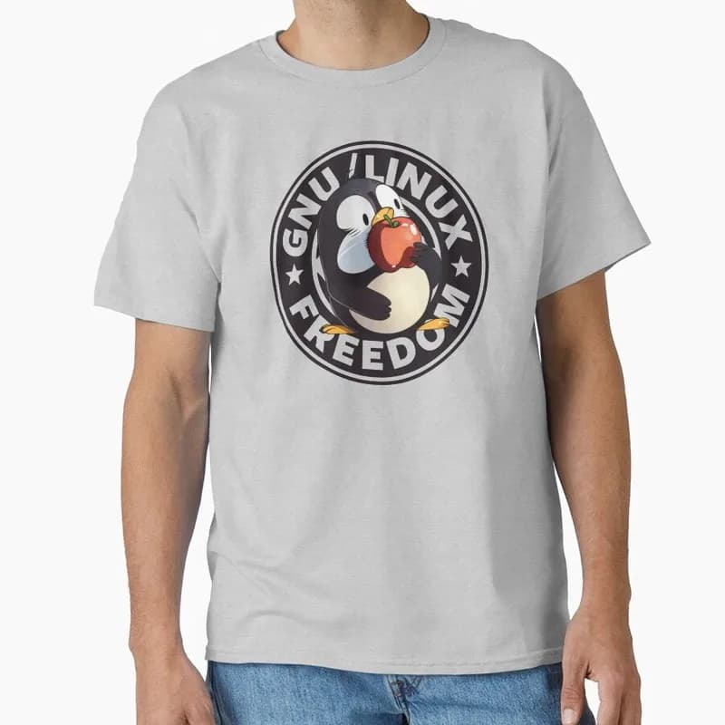 GNU LINUX FREEDOM Operating System Graphic T‑Shirt Casual Short Sleeve Tees Geek IT Developer Fan Gift Streetwear S-6XL