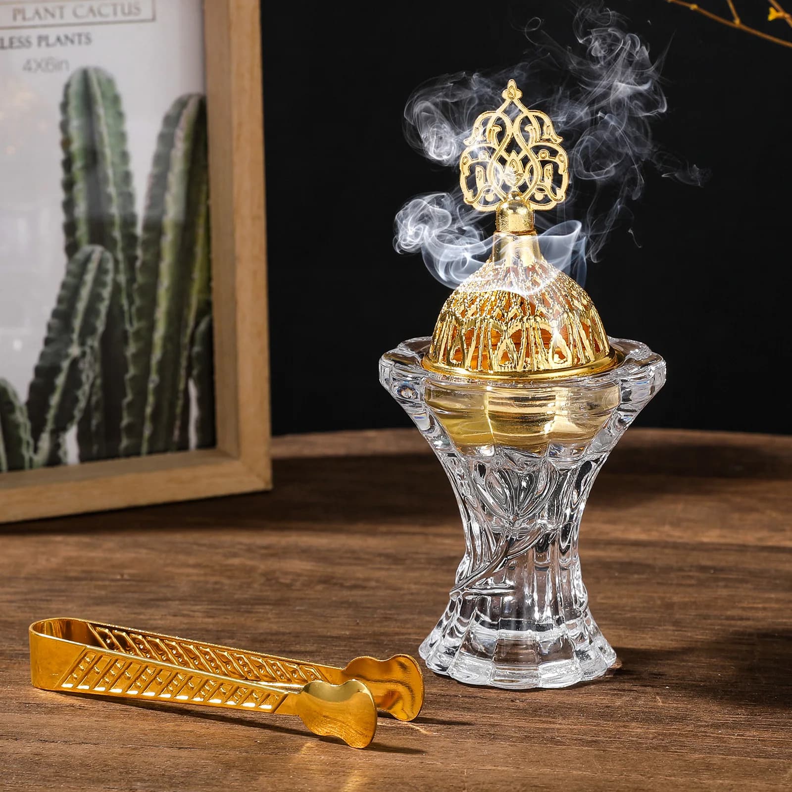 Crystal glass incense burner Middle East party rose candle holder decorative ornament incense insert aromatherapy