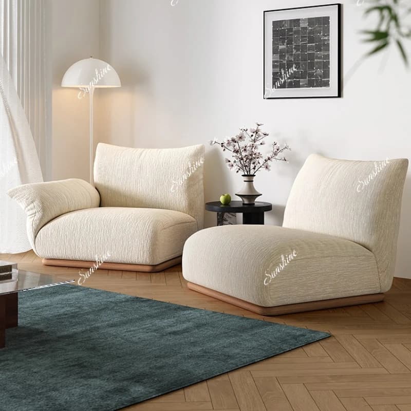 French cream wind snow Neil velvet fabric sofa straight row living room log