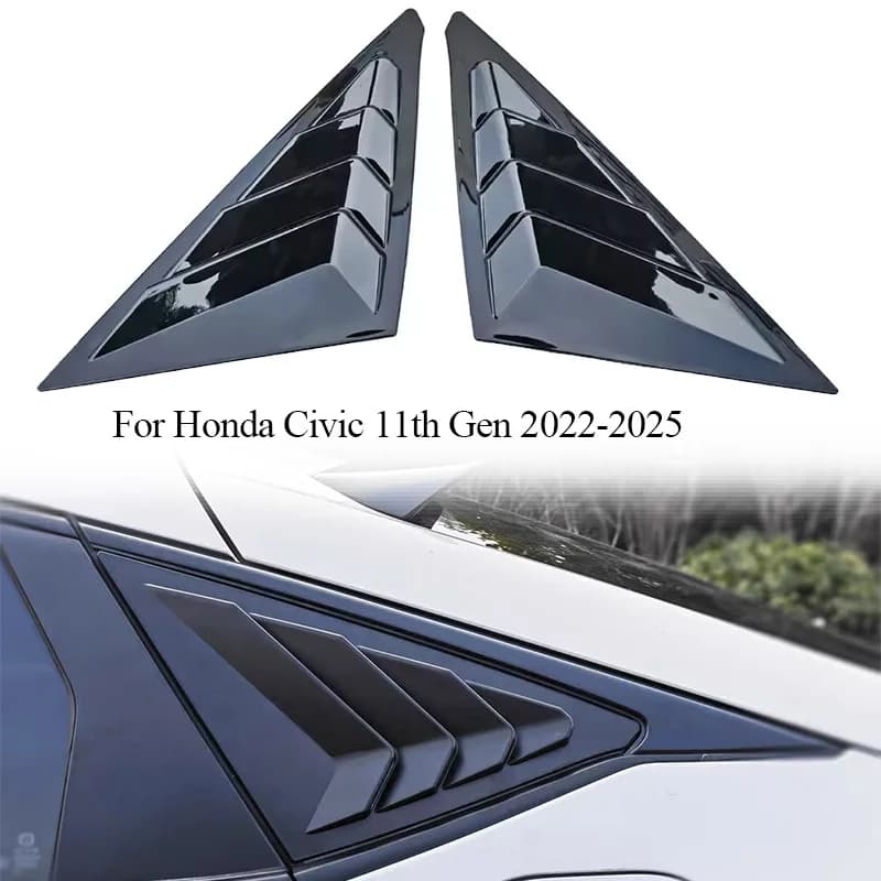 1 Set ABS Rear Window Louver Shutter Cover For Honda Civic 11th Hatchback 2022-2025 Side Air Vent Scoop Modification Accessories