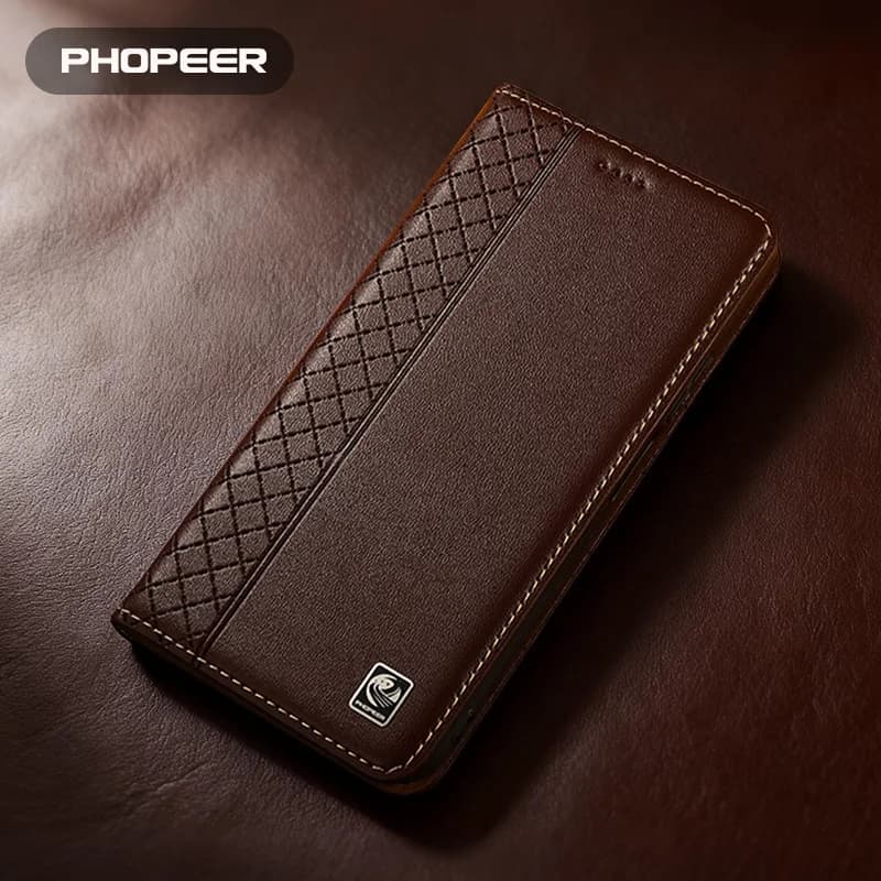 Luxury leather flip phone case for Infinix Note 50 50S 40 30 12 11 10 8 S X Pro Plus phone case Napa Grid Pattern