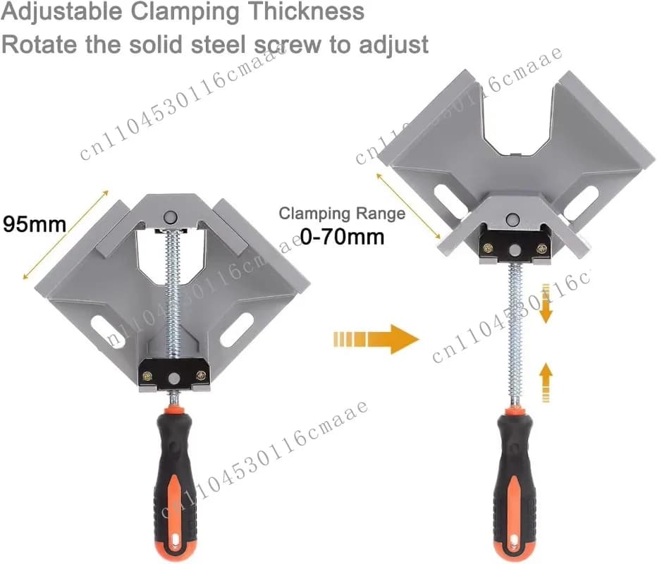 Single Handle 90 Degree Right Angle Clamp, Alloy Quick Action Angle Clamp for Woodworking, Photo Frame, and Aquarium Components