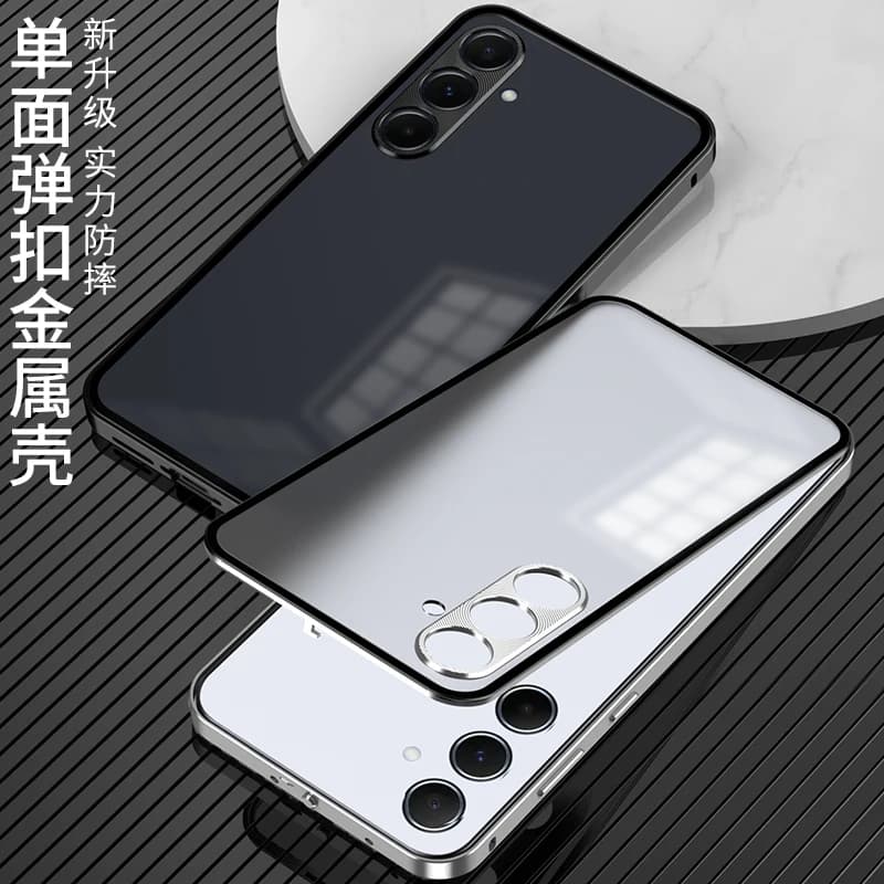 Suitable for Samsung A55/A54/A35/A25/A15 snap-on phone cases with metal frame and matte back panel