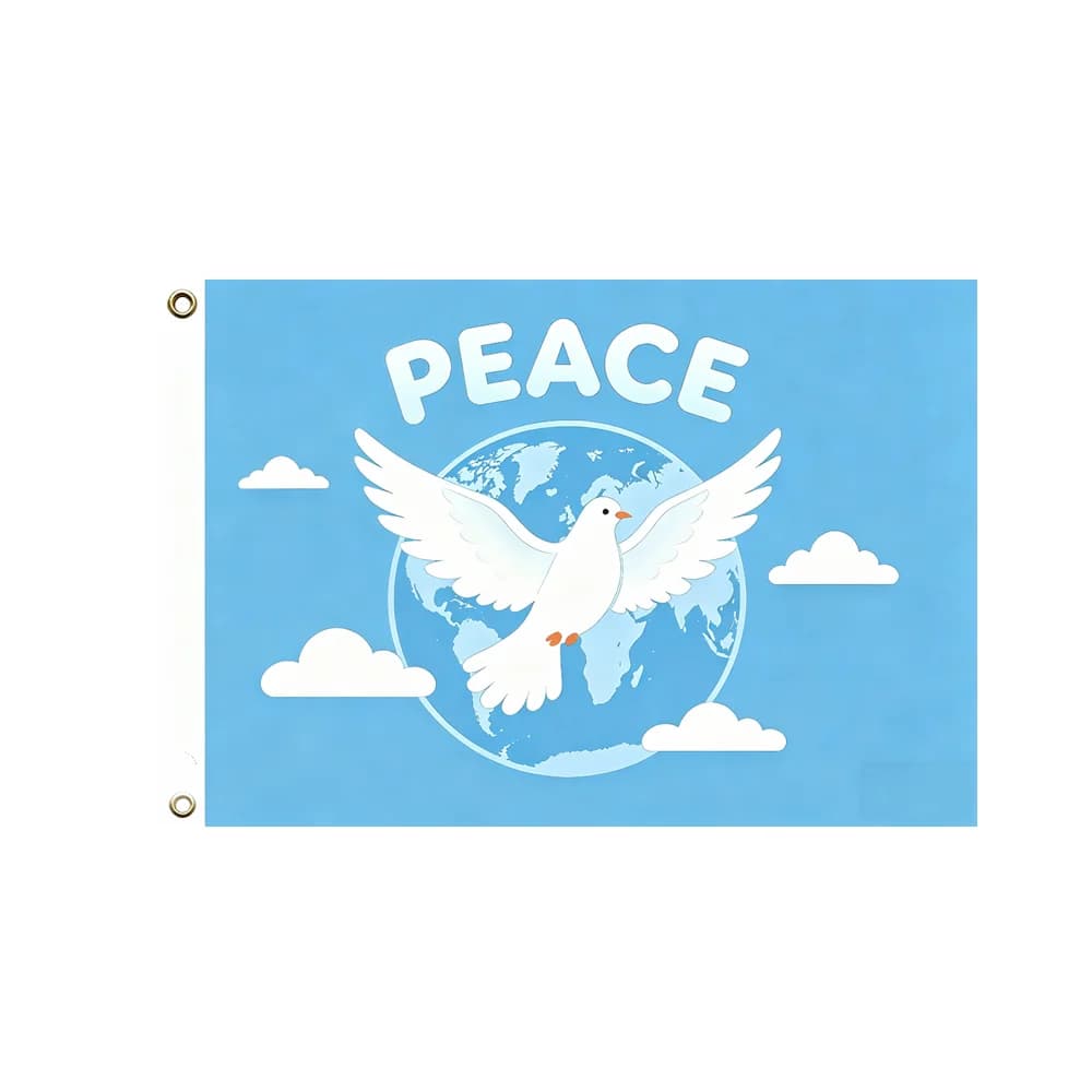 Peace Dove World Globe Polyester Wall Banner 2x3ft 3x5ft Blue Sky Clouds Home Room Office Wall Hanging Decor