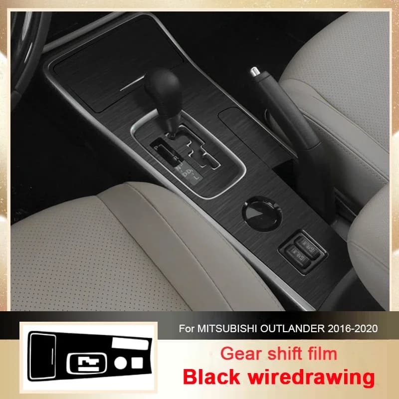 Car Carbon Black Interior Sticker For MITSUBISHI OUTLANDER 2016-2020 LHD Lifting Window Panel Decal Gear Door Protective Film