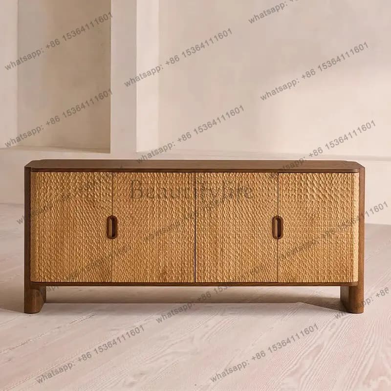 Medieval solid wood dining side cabinet, household retro living room, modern storage locker