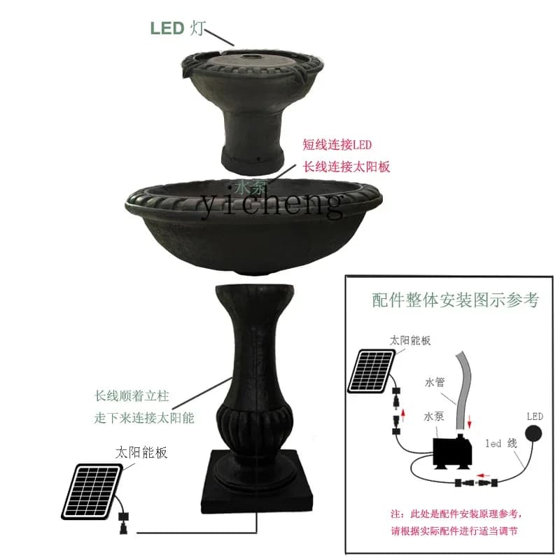 B1 solar fountain outdoor courtyard fountain ornament decorative fiberglass fairy garden