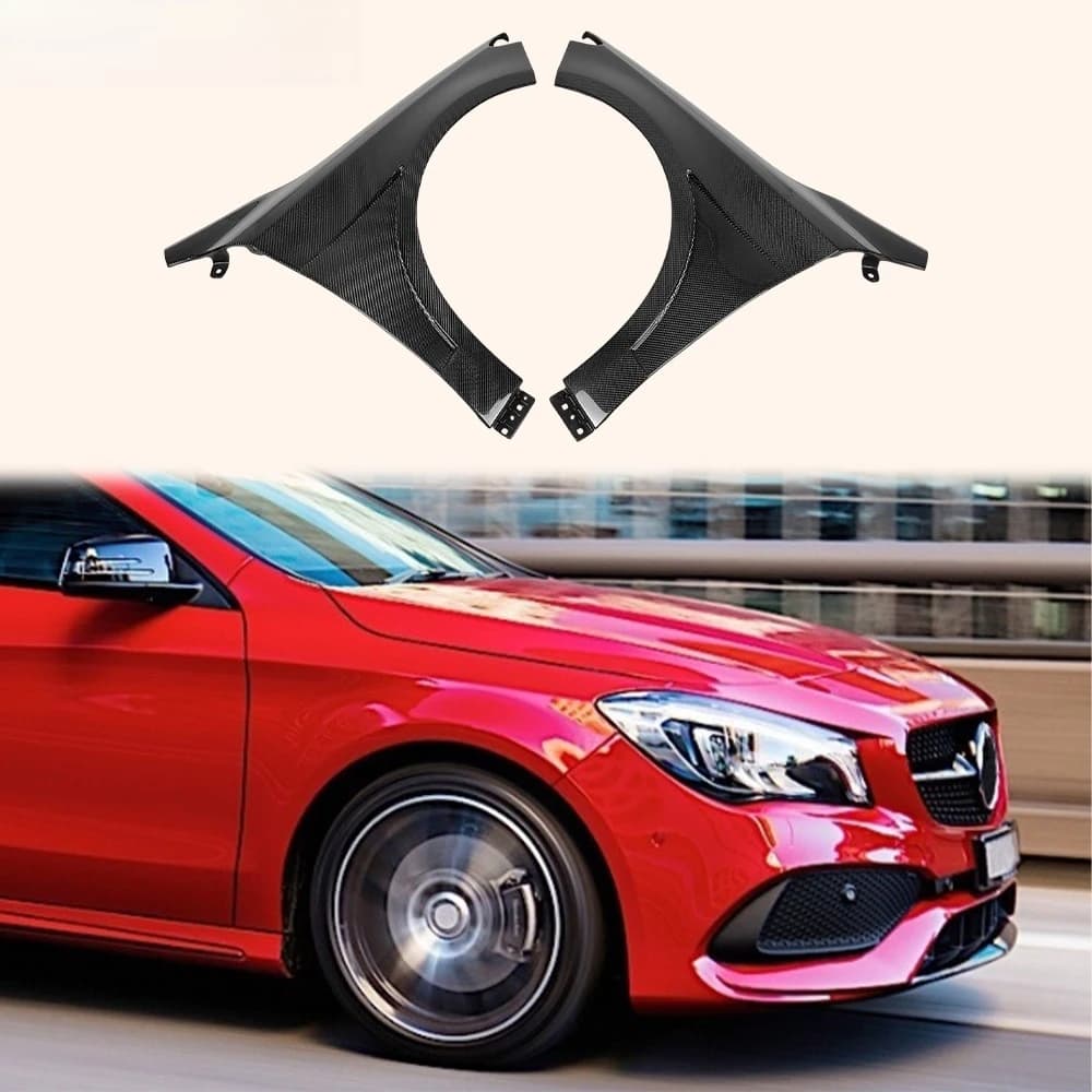 For  CLA 45 13-19 Carbon CS Style Front Side Vented Fender Pair