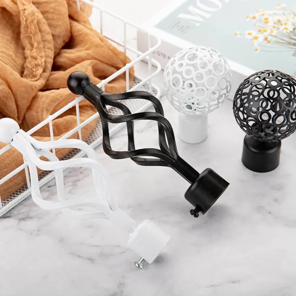 Decorative Durable Household Iron Hollow Out Curtain Rods Ends Caps Curtain Rods Head Curtain Accessories Roman Rod Head