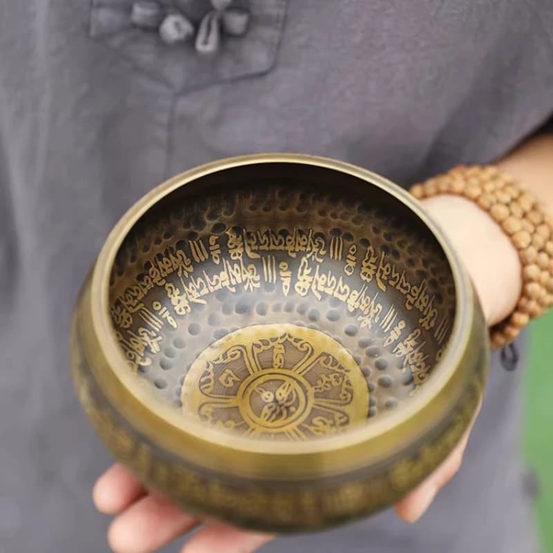 Singing Bowl Buddhist Sound Nepalese Handmade Yoga Meditation Sound Bowl Sanskrit Meditation Bronze Chime Ornament