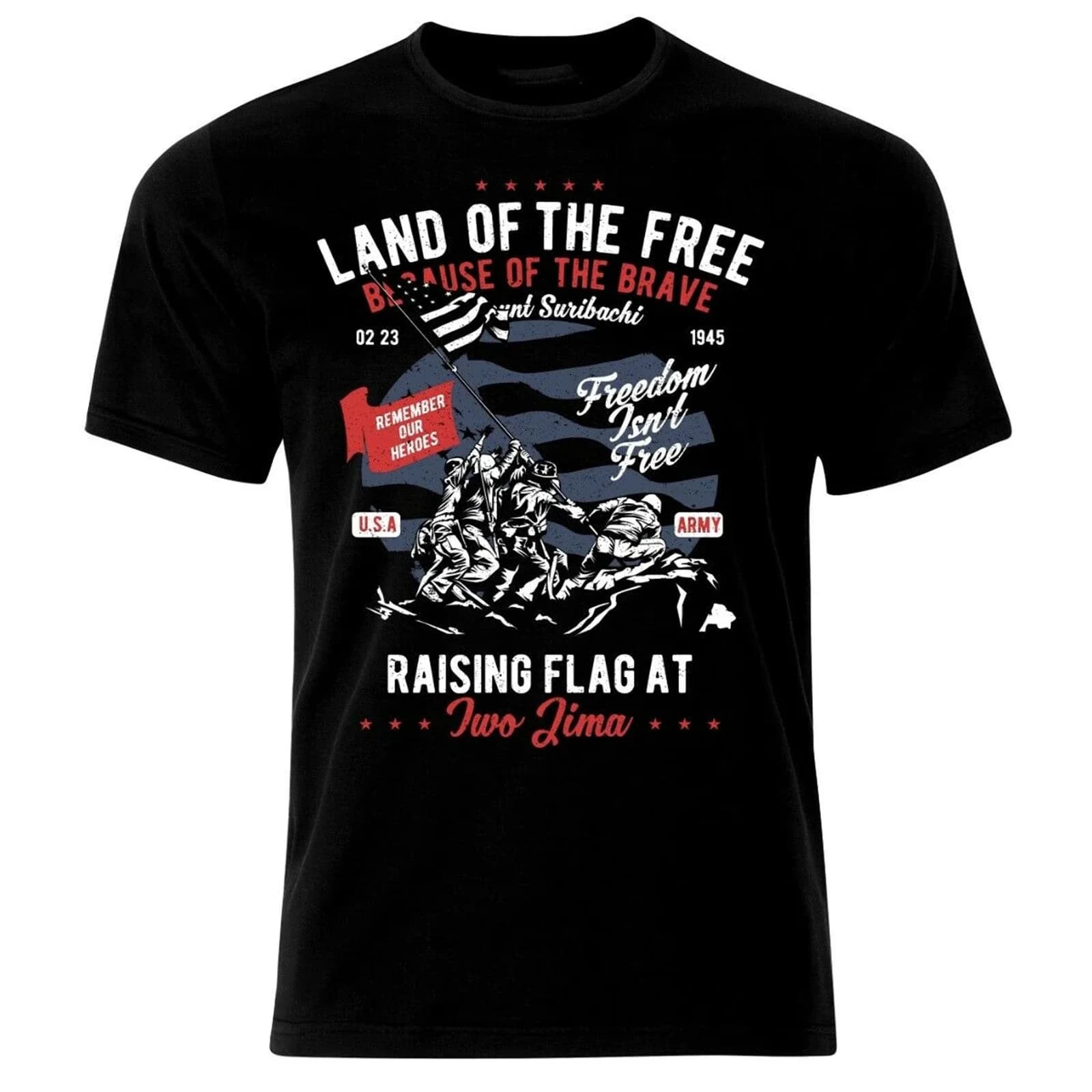 Land Of The Free US Army USA Military T-Shirt Men's 100% Cotton Casual T-shirts Loose Top New