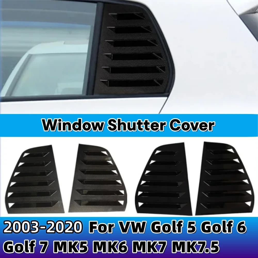For VW Golf 5 Golf 6 Golf 7 MK5 MK6 MK7 MK7.5 2003-2020 Window Shutter Cover Louver Air Vents Pair Rear Side Window Trim Spoiler
