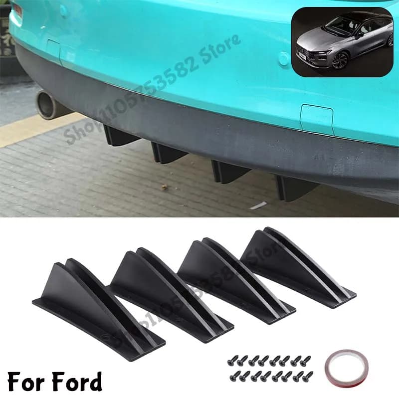 For Ford Rear Bumper Shark Fin Diffuser Carbon Fiber Lip Spoiler Airflow Anti-Collision Protector