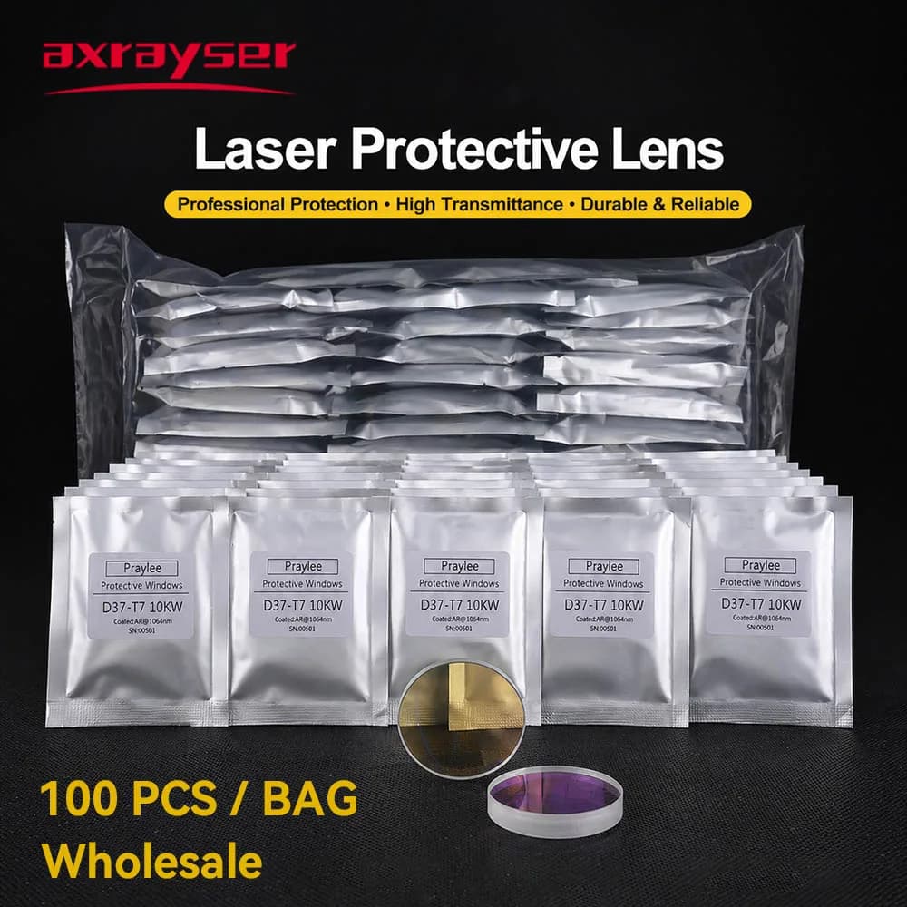 100PCS Wholesale Laser Protective Windows 27.9x4.1 30x5 37x7 Quartz Fused Silica AR Coating Laser Cutting Lens for Laser Cutting