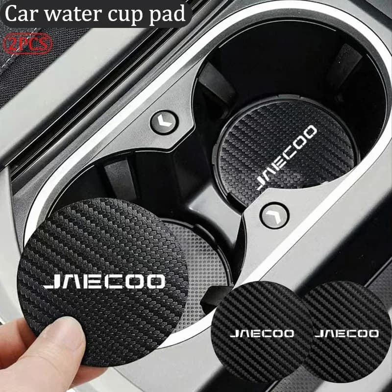 Car Water Cup Mat Cup Holder Liner Anti-slip Pad Noise Reduction Carbon Fiber Leather For Jaecoo J5 J7 J6 J8 5 7